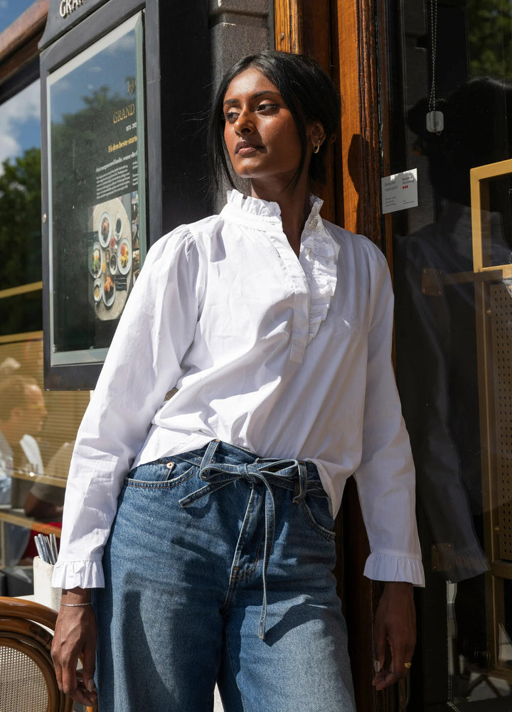 Ella Blouse  Sugar White Poplin