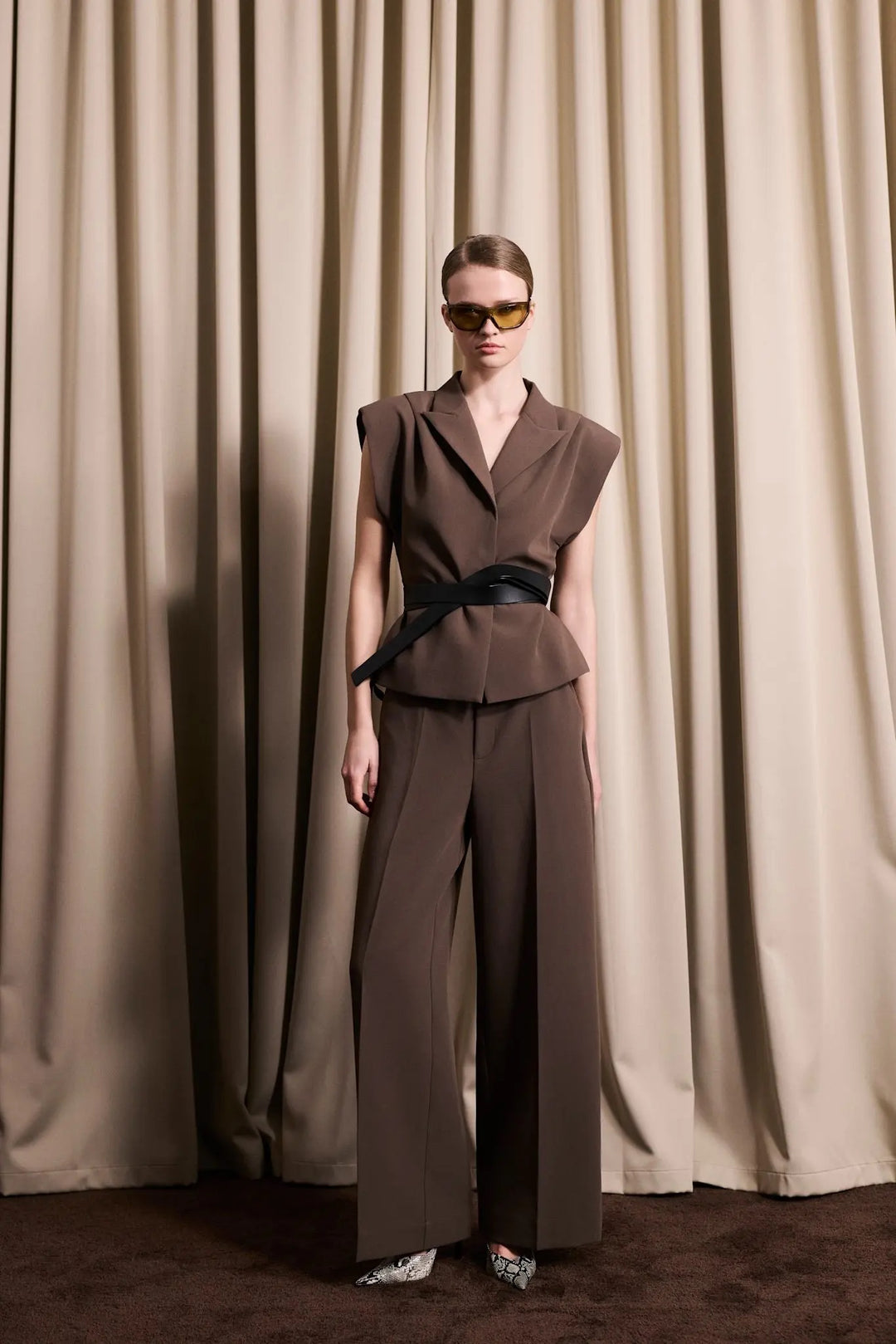 Beverly Waistcoat  Taupe Brown