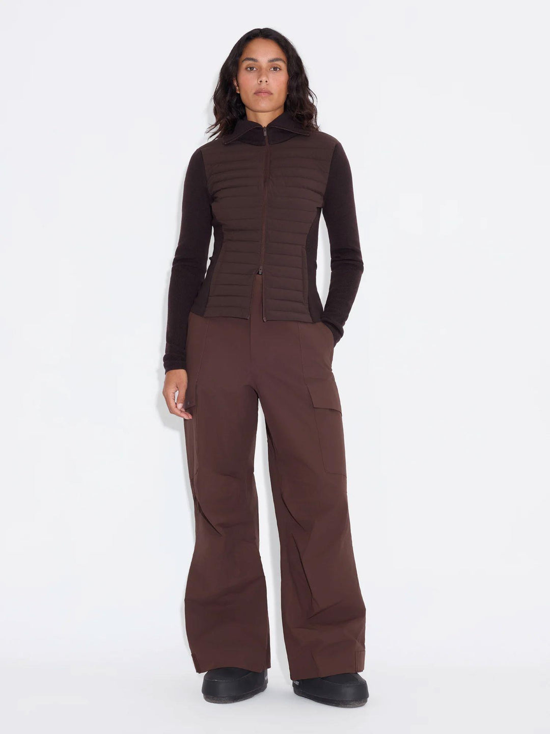 Lindsey Padded Knit Jacket Brown