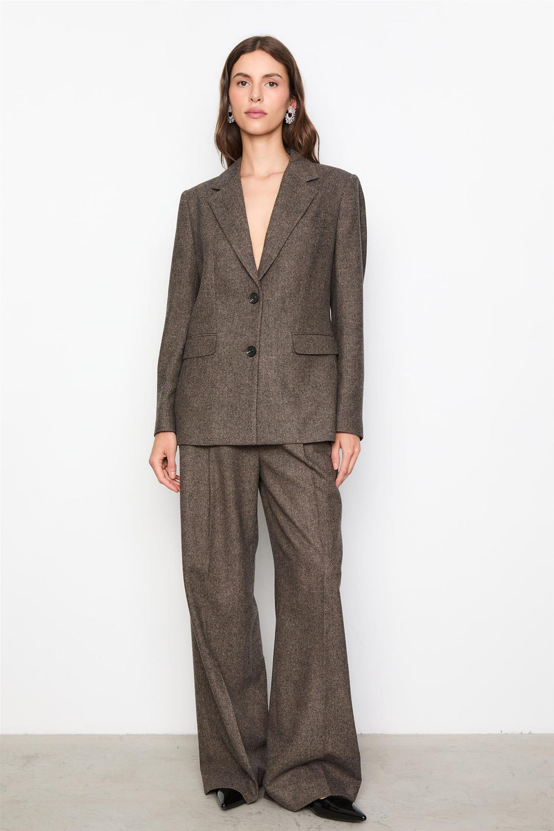 Brook Herringbone Blazer  Brown Herringbone