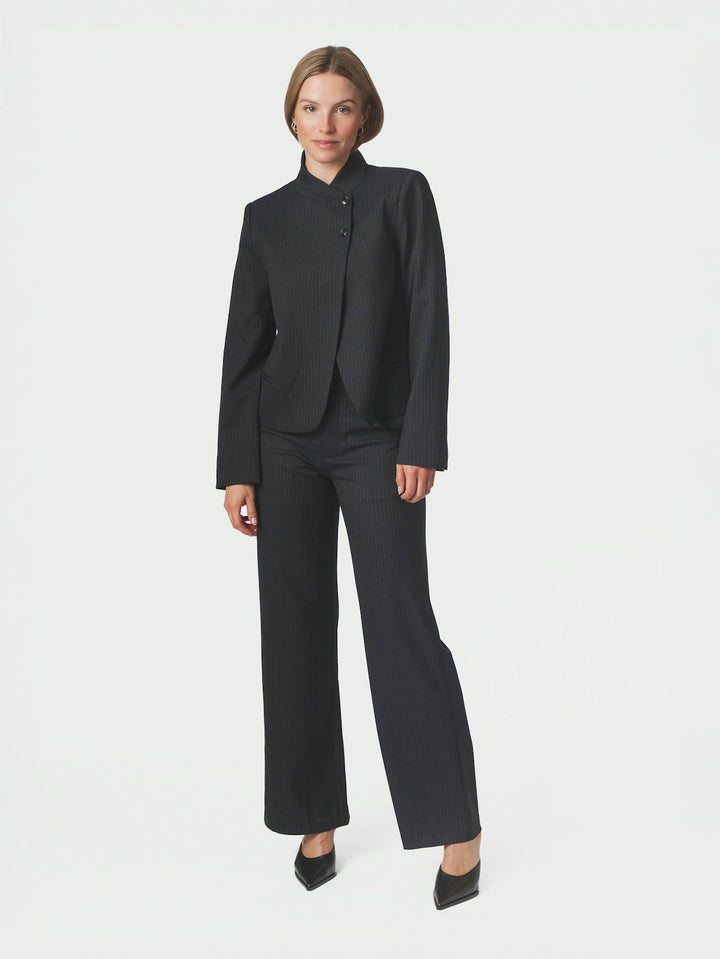 Nathalie Slim Pinstripe Pants  Dark Navy