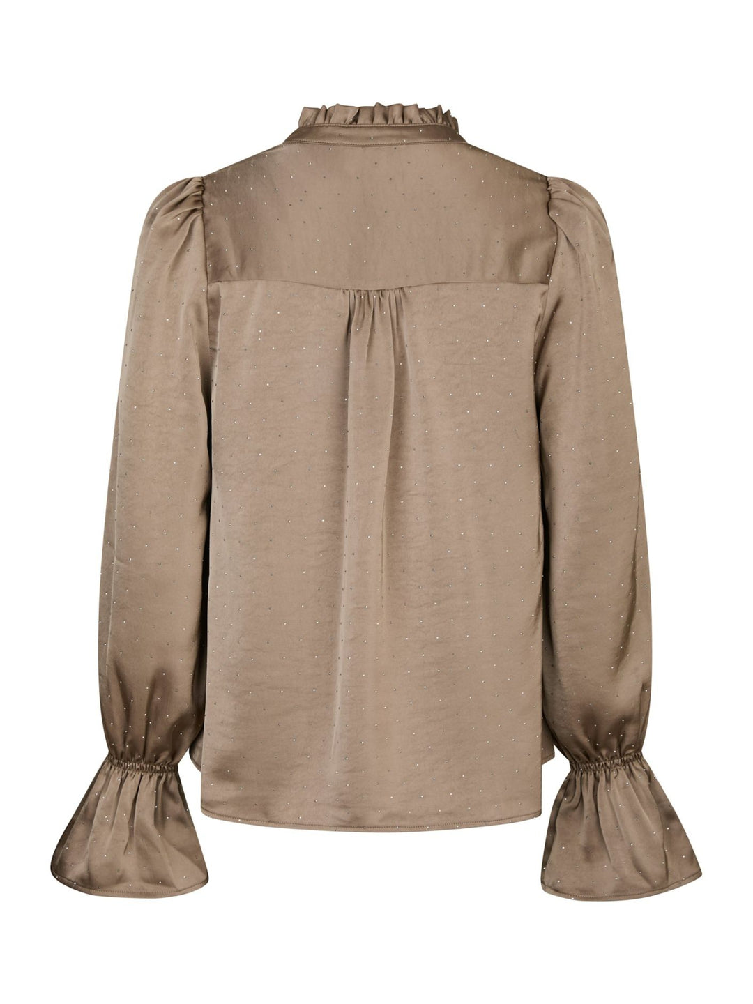 Amara Heavy Satin Bedaz Blouse  Dark Taupe