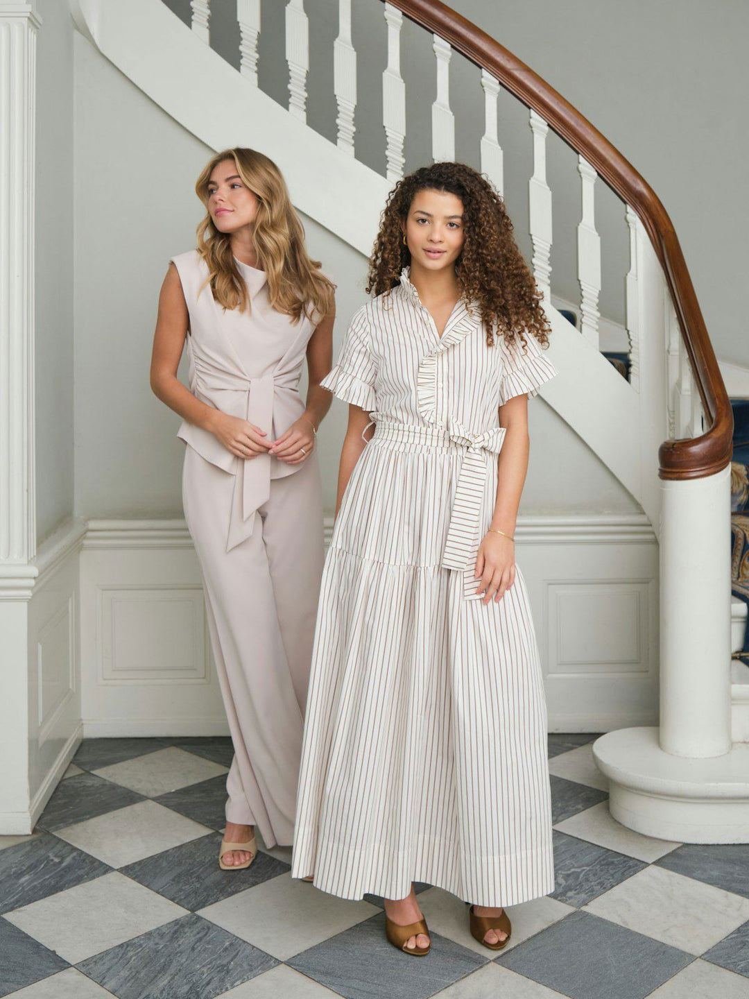 Nellie Wide Stripe Dress  Ivory