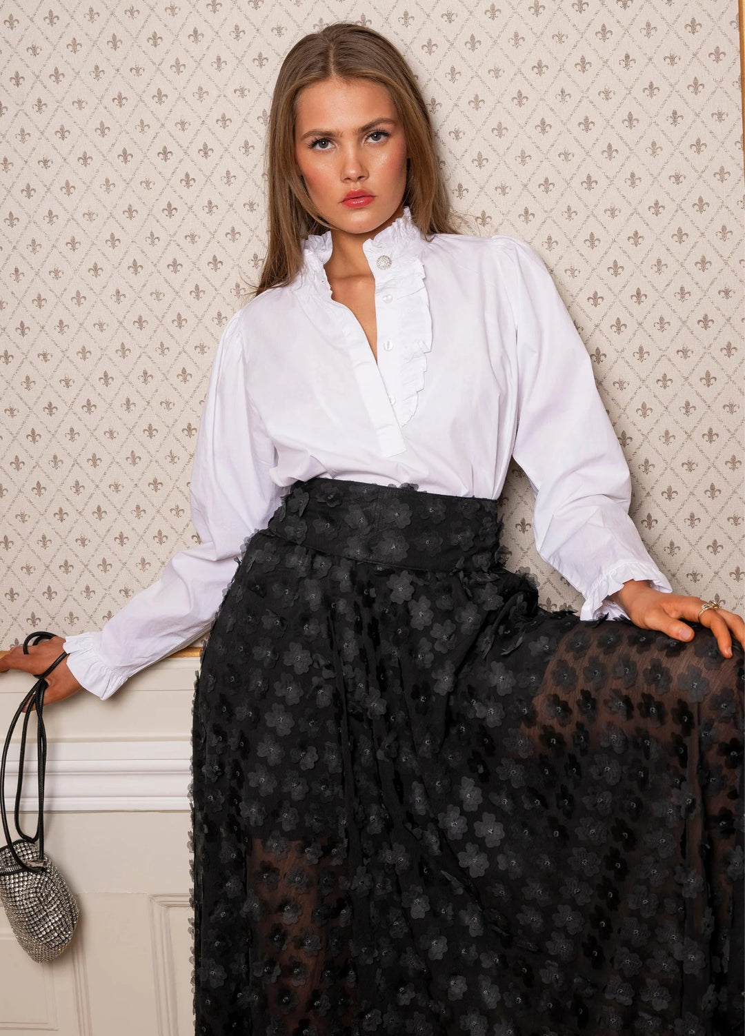 Astrid Skirt Black Applique  Black Applique