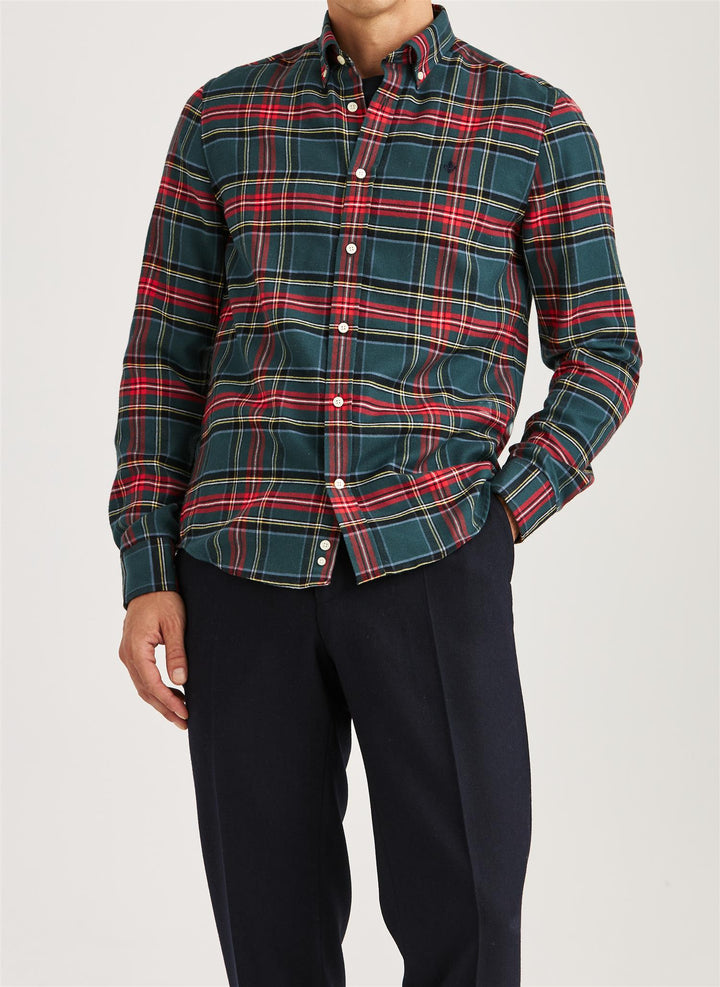 Soft Twill Tartan Shirt-Slim Fit  Green