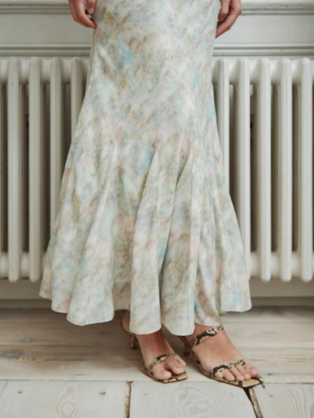 Celesse Print Chiffon Dress  Light Green