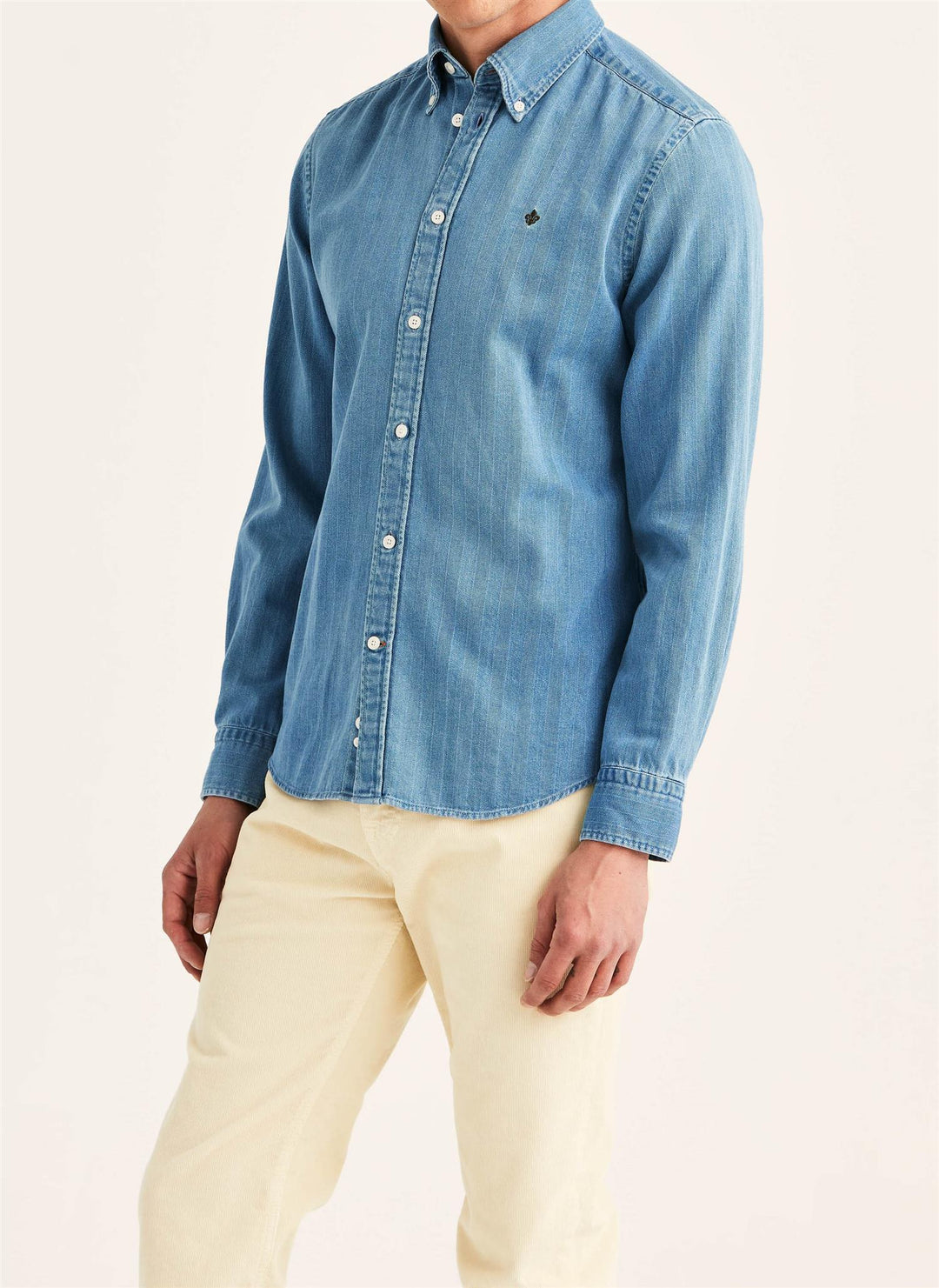 Indigo Herringbone Shirt-Slim Fit  Light Blue