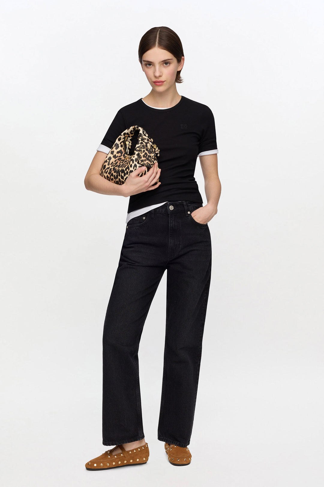 Soft Cotton Rib Short Sleeve  Black