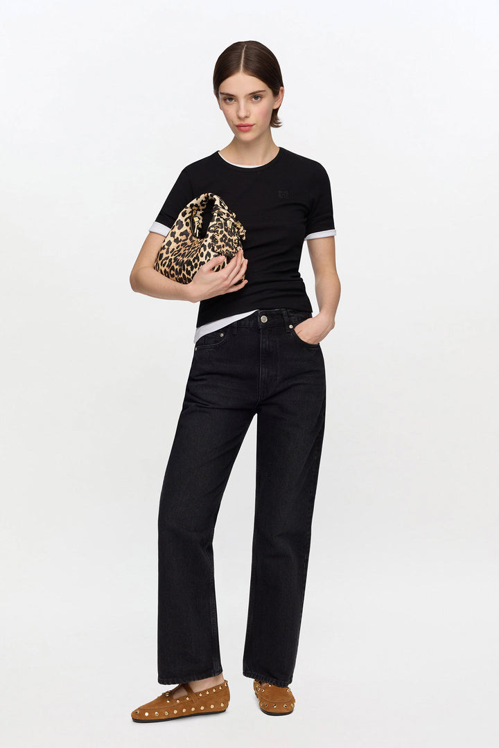 Soft Cotton Rib Short Sleeve  Black