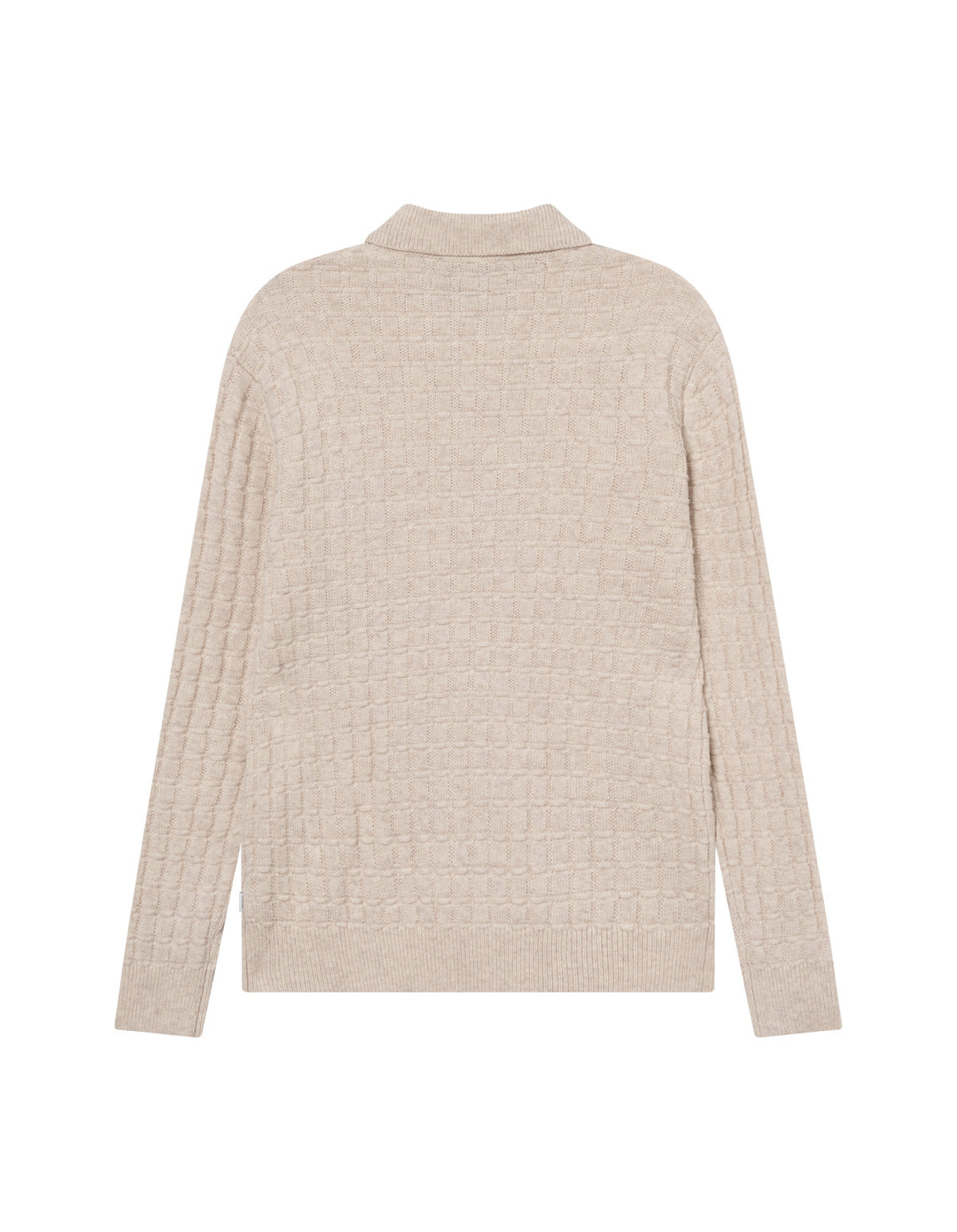 Gustav Squared Structure Polo Knit  Light Sand Melange