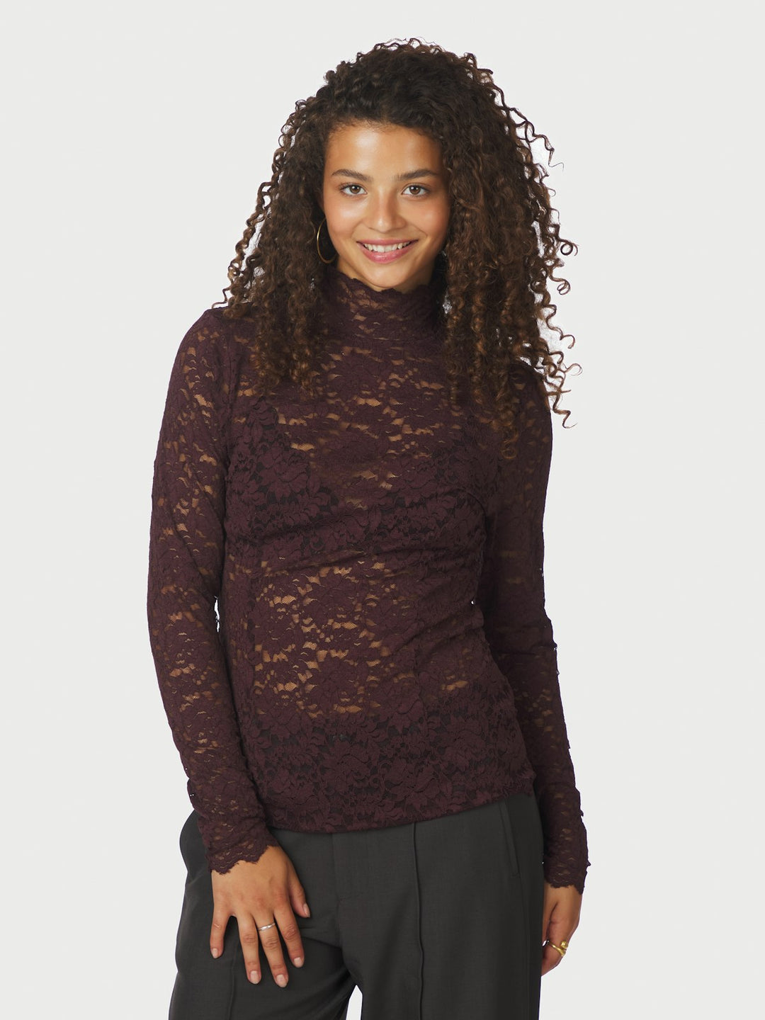 Liza Laceflower Blouse  Burgundy