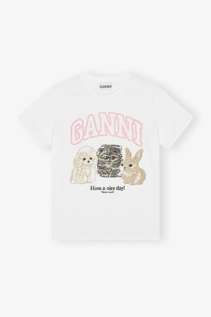 Basic Cotton Jersey Animals Relaxed T-shirt  Bright White