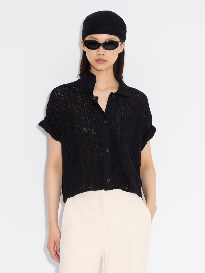 Kelp Crochet Shirt  Black