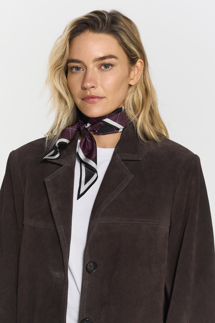 Erinna Silk Scarf  Burgundy Argyle