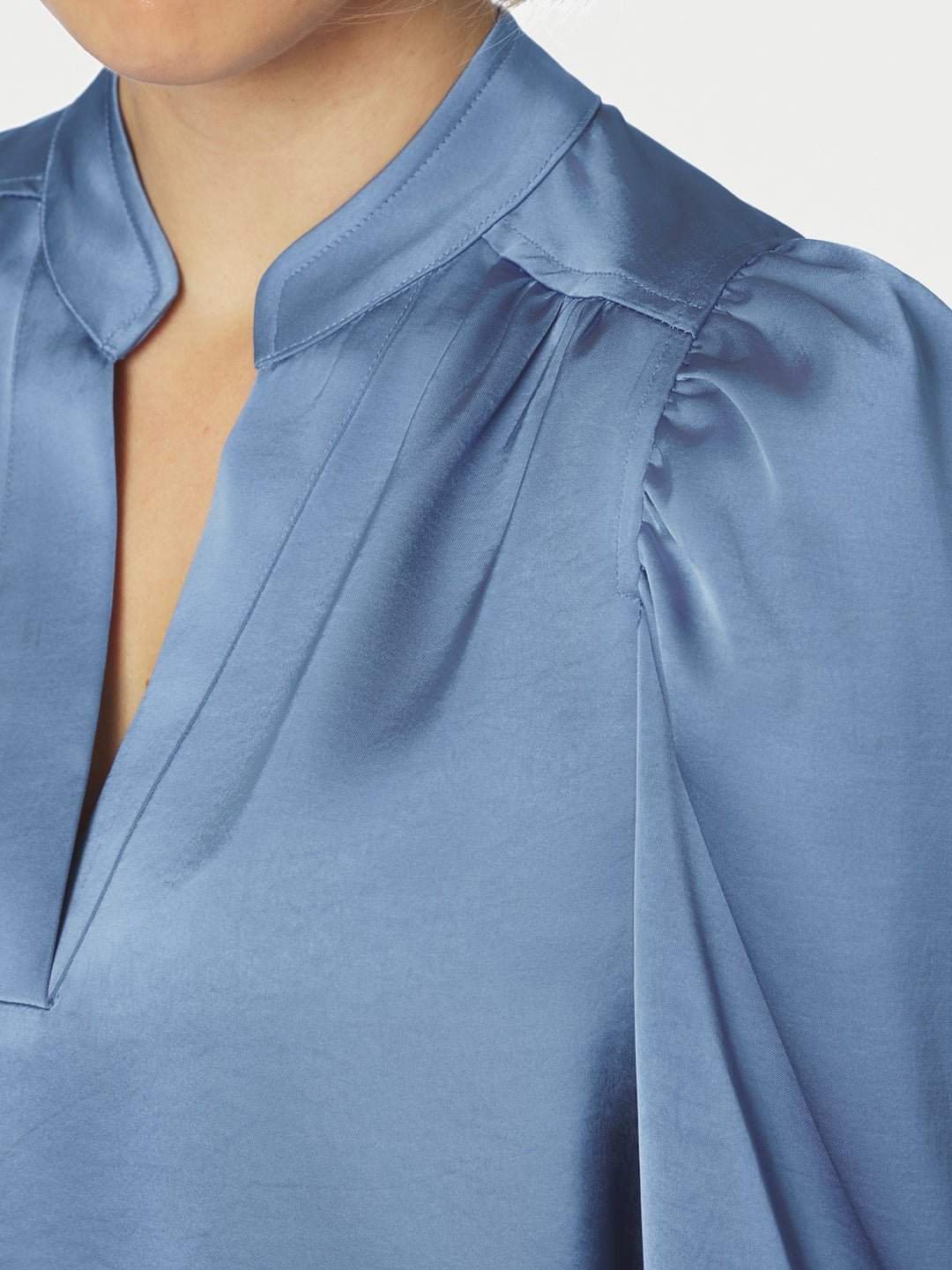Rosslyn Heavy Sateen Blouse  Smoke Blue