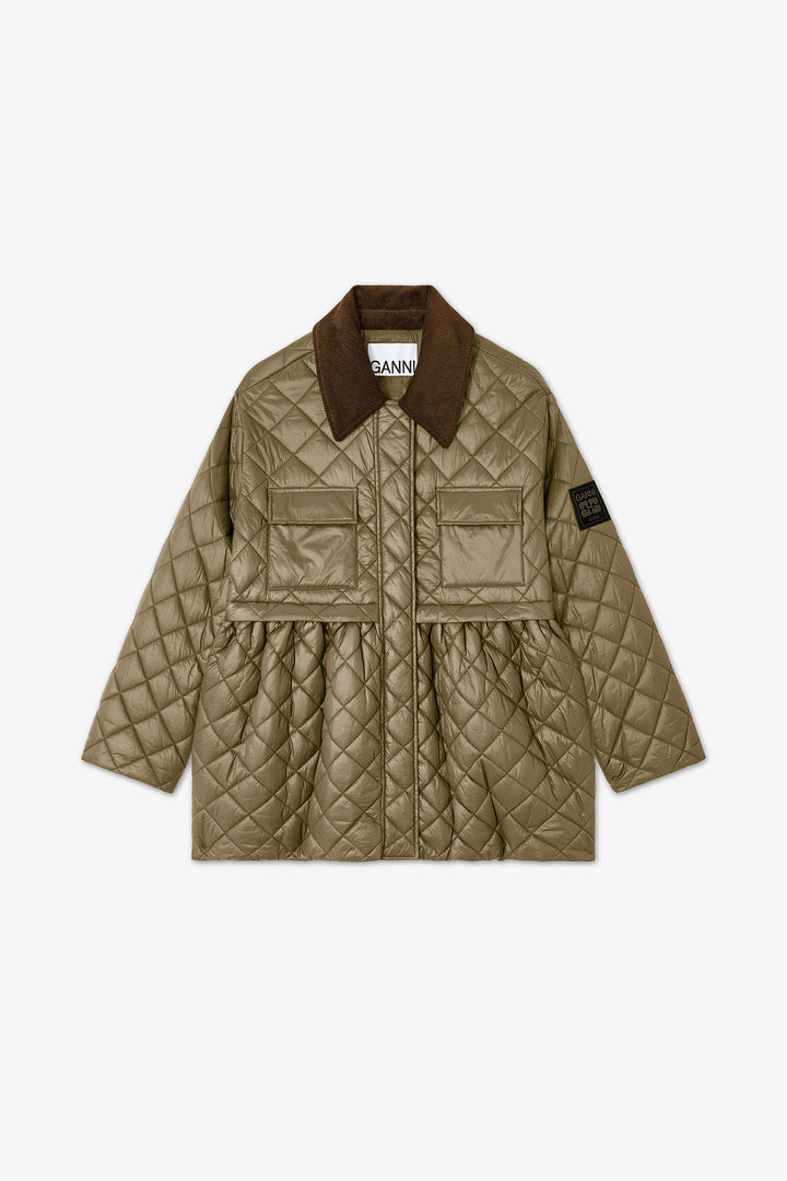 SHINY QUILT MIDI JACKET W. FLARE  Kalamata 861