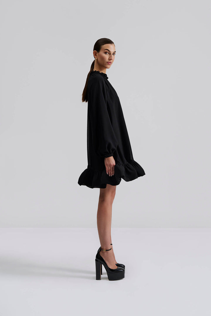 Alva frill detailed mini dress  Black