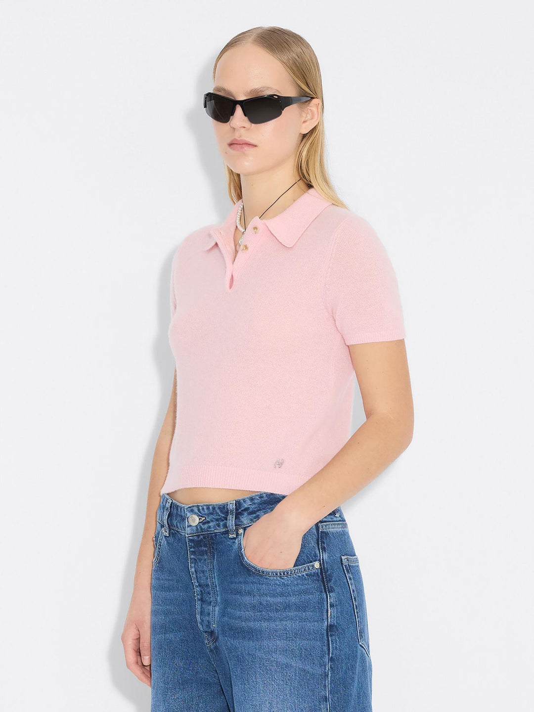 Cashmere Short Sleeve Polo 26-02  Pink