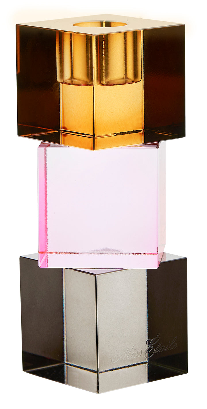 CUBE CANDLE HOLDER 3 CUBES  Grey/Rose/Brown