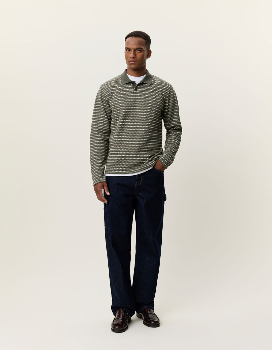 Knitted Stripe Ls Polo Duffel Bag Green