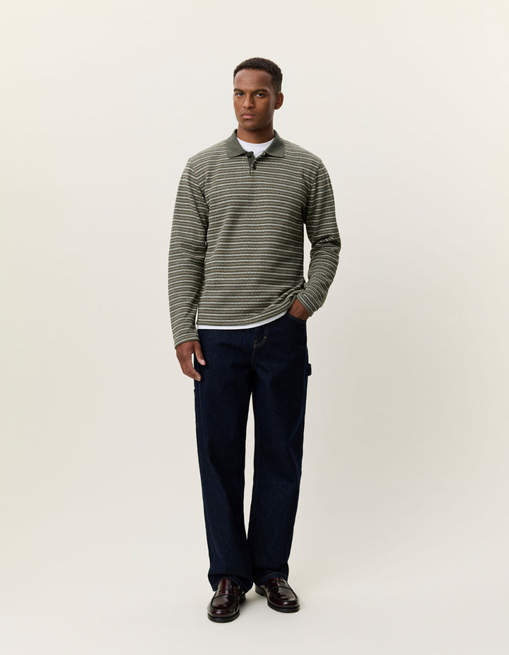 Knitted Stripe Ls Polo Duffel Bag Green