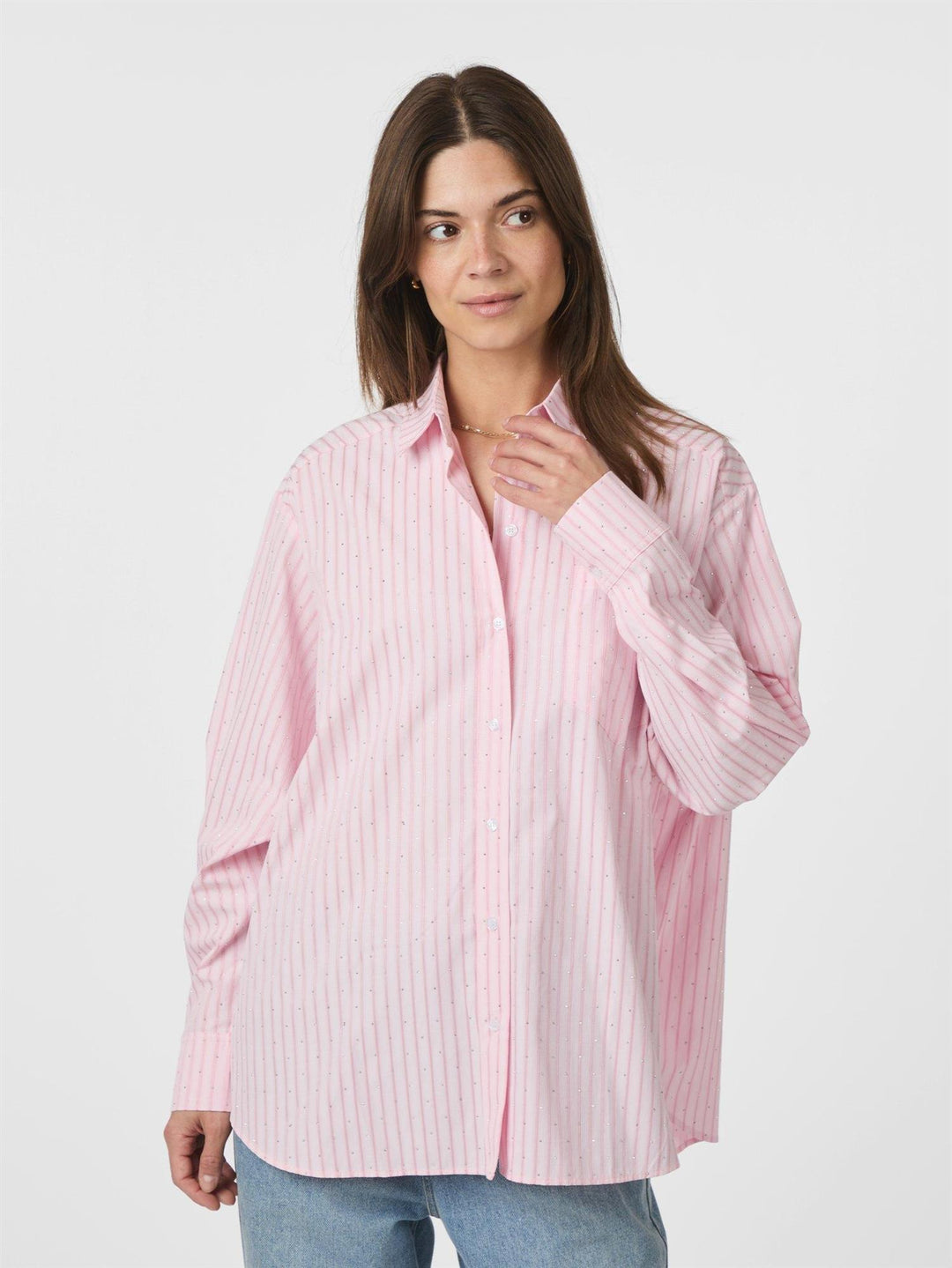 Dalma Soft Stripe Stone Shirt  Pink