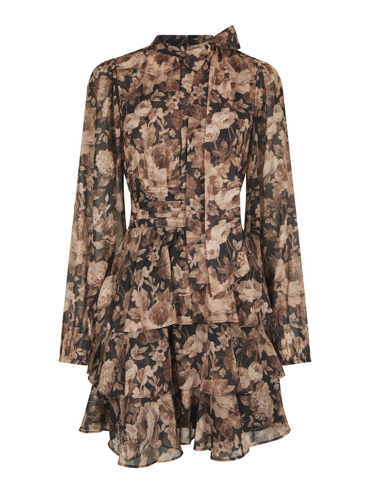 Mio Vintage Flower Dress Black Sand