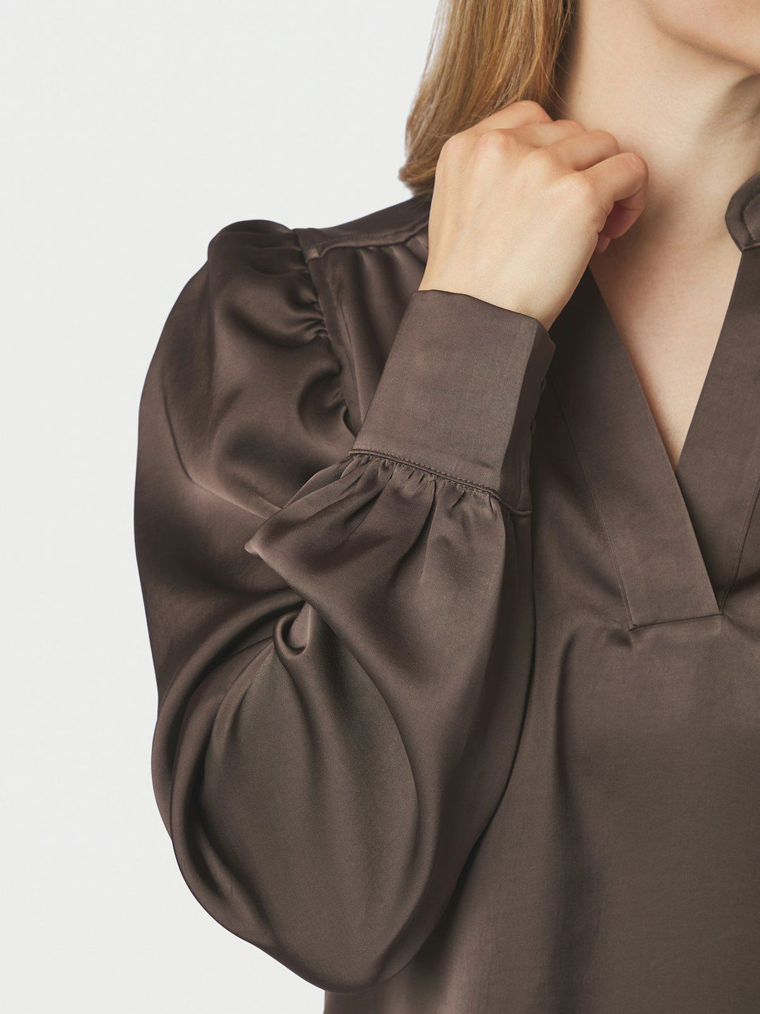 Rosslyn Heavy Sateen Blouse  Dark Brown