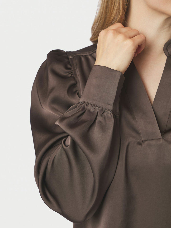 Rosslyn Heavy Sateen Blouse  Dark Brown
