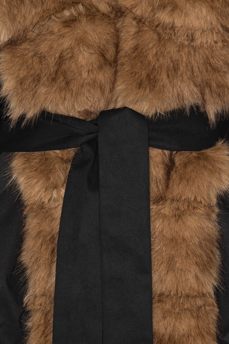 Faux Fur Collar Jacket  Black