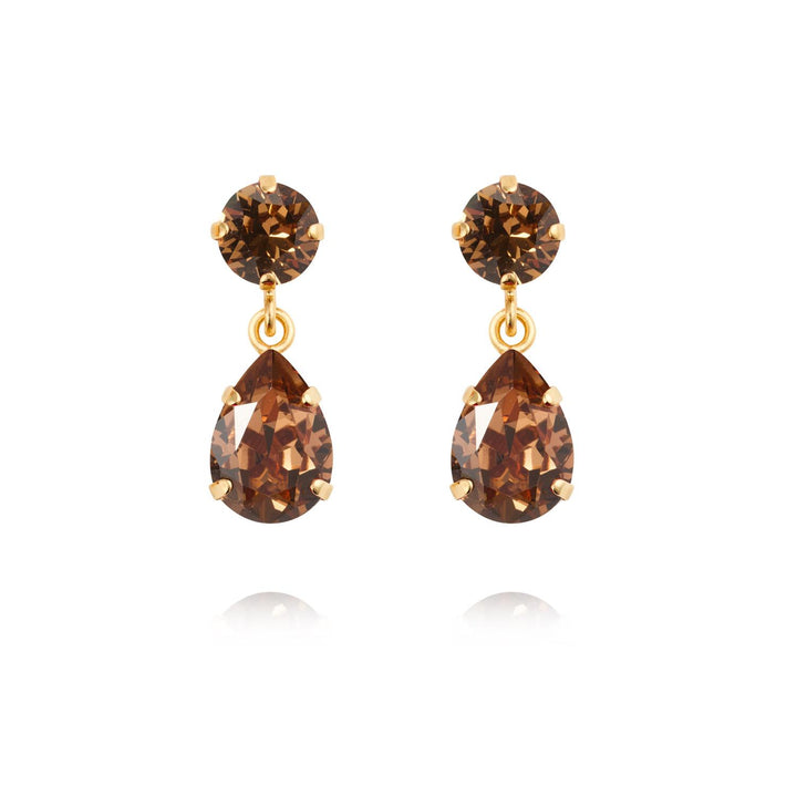 MINI DROP EARRINGS GOLD Rec Light Smoked Topaz
