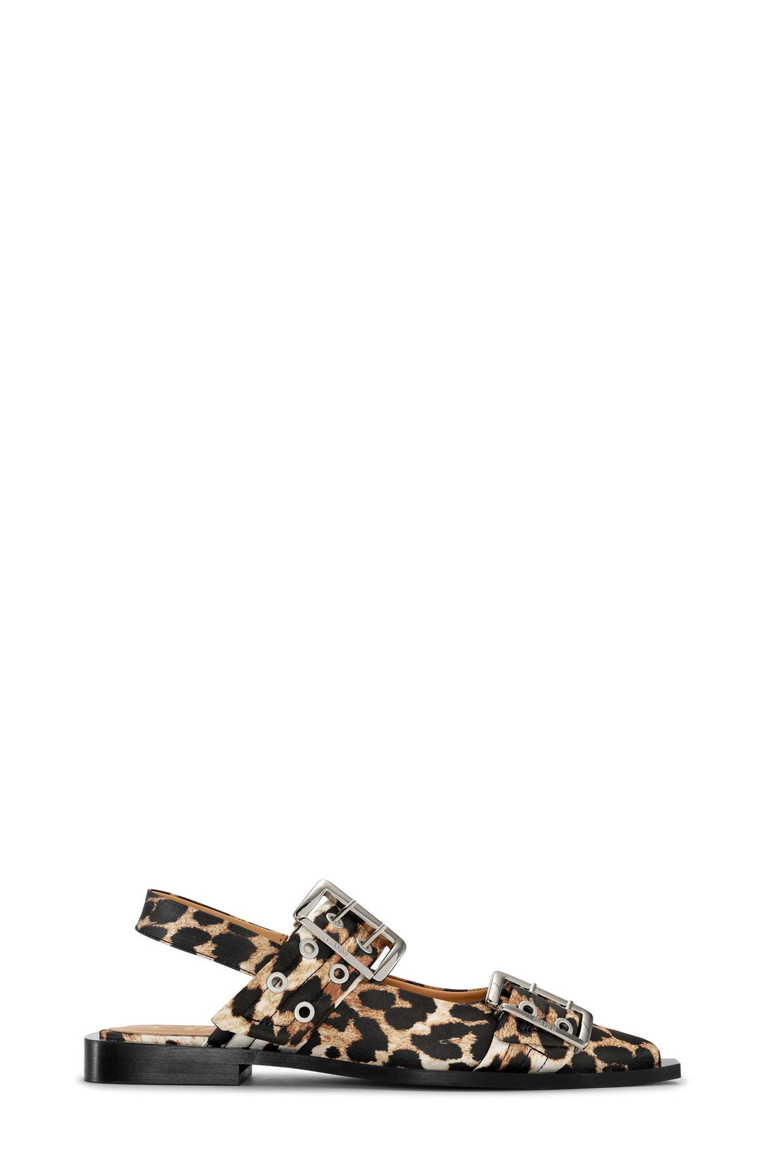 Feminine Buckle Ballerina Satin Print  Leopard