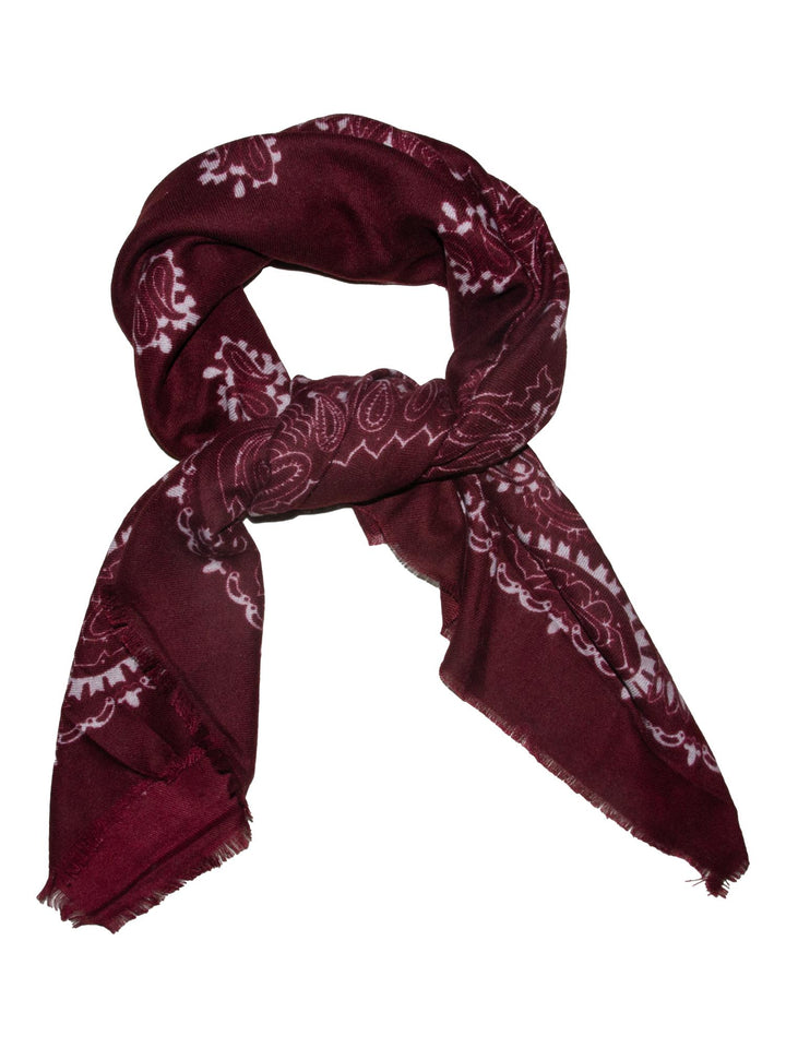 Dame skjerf paisley 110x110  Vinrød