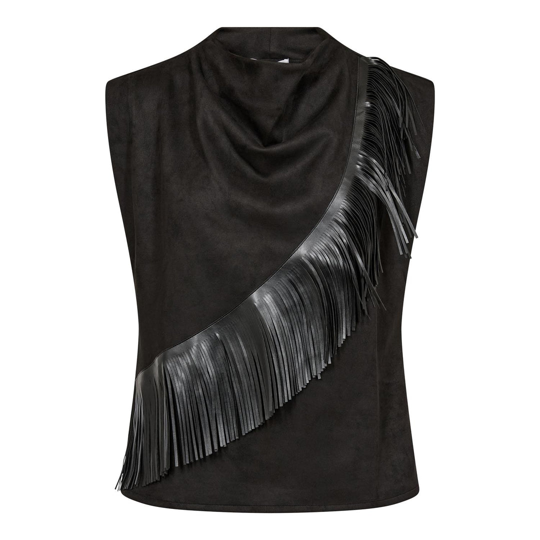 BobbieCC Fringe Pleat Top  Black