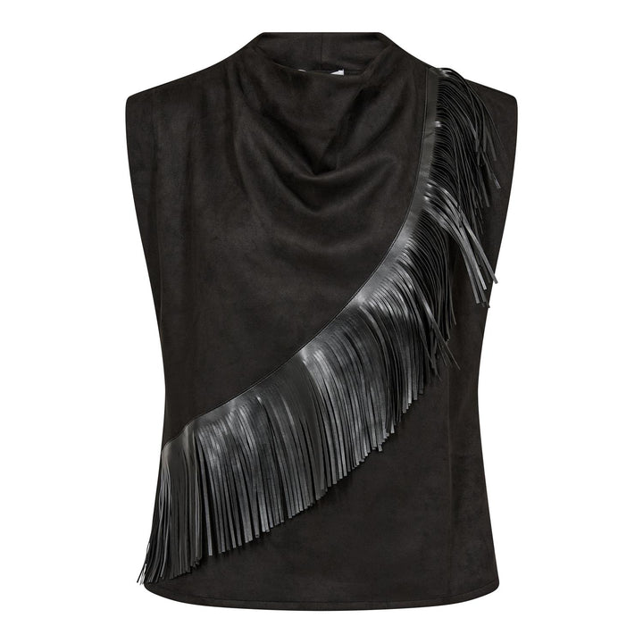 BobbieCC Fringe Pleat Top  Black