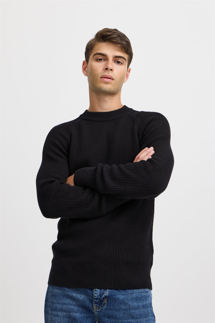 KRISTIAN raglan rib crew neck knit  Dark Navy