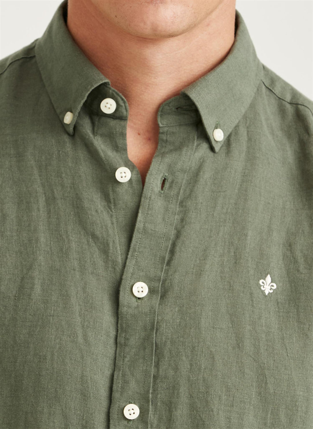 Douglas Linen Shirt-Classic Fit  Olive