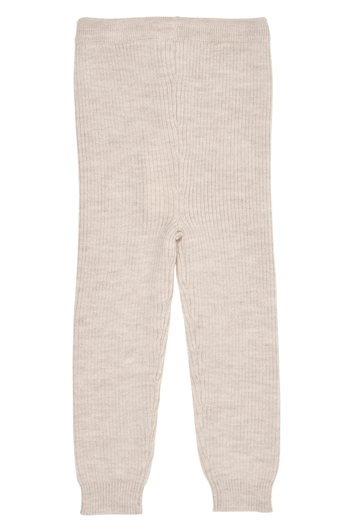 MERINO CLASSIC RIB LEGGINGS W. DRAWSTRINGS  Pale Cream Melange