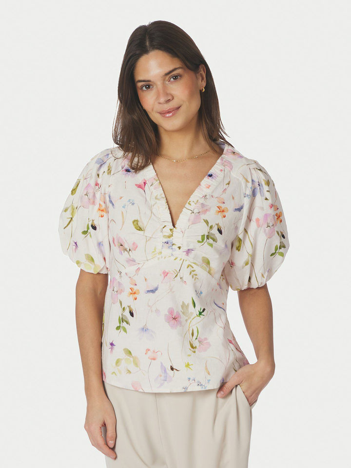Irina Flower Blouse  Off White