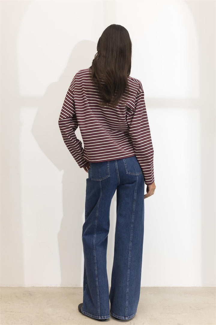 Elmer Polo Shirt  Deep Plum Stripe