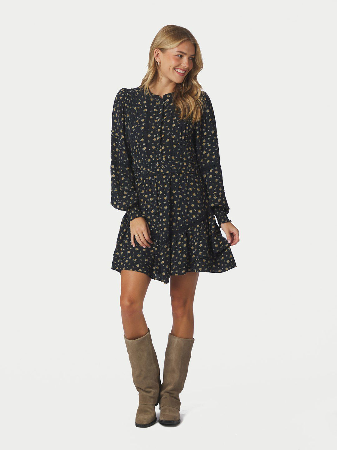 Roberta Small Flower Dress  Black