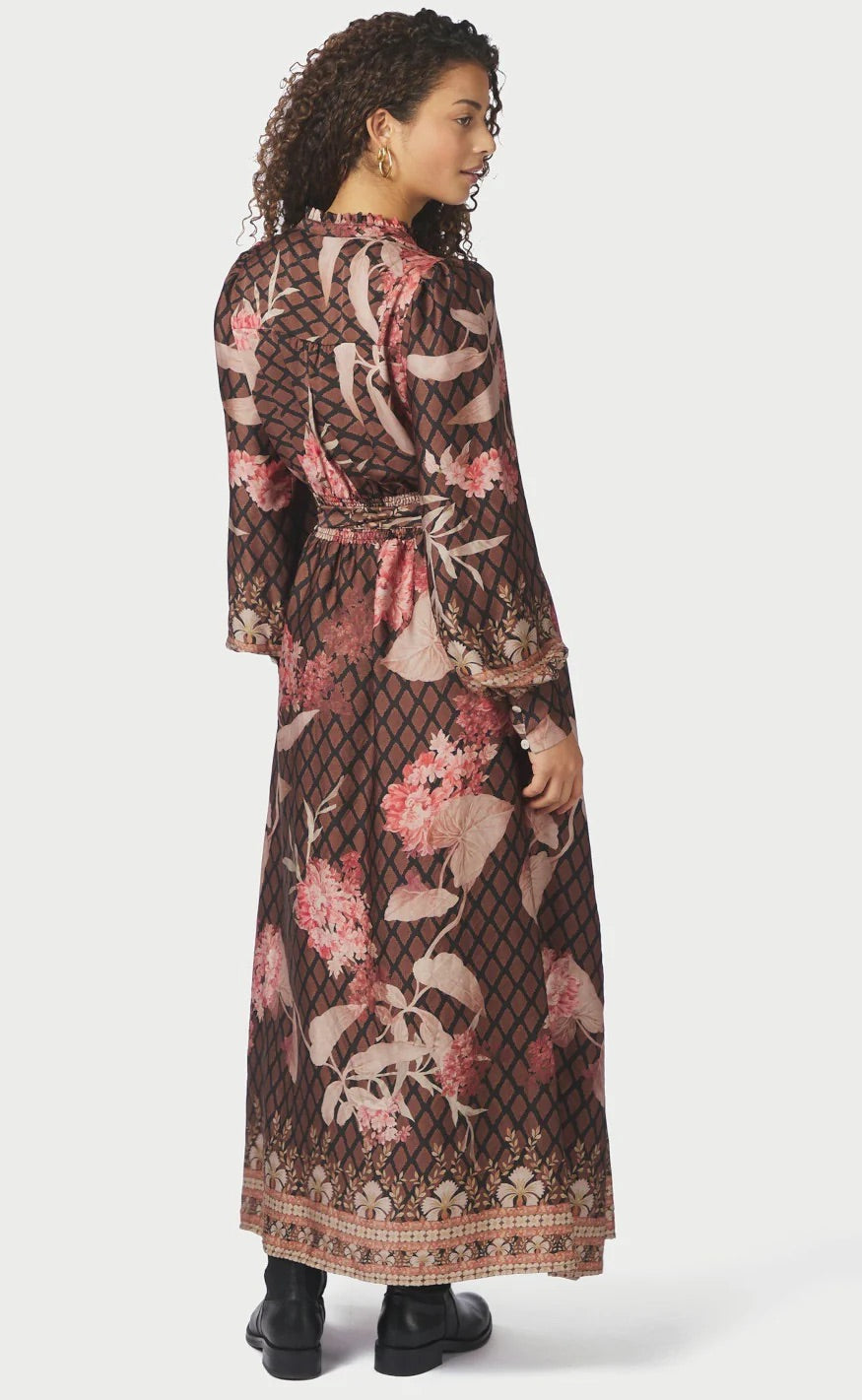 Nova Botanical Border Dress  Black