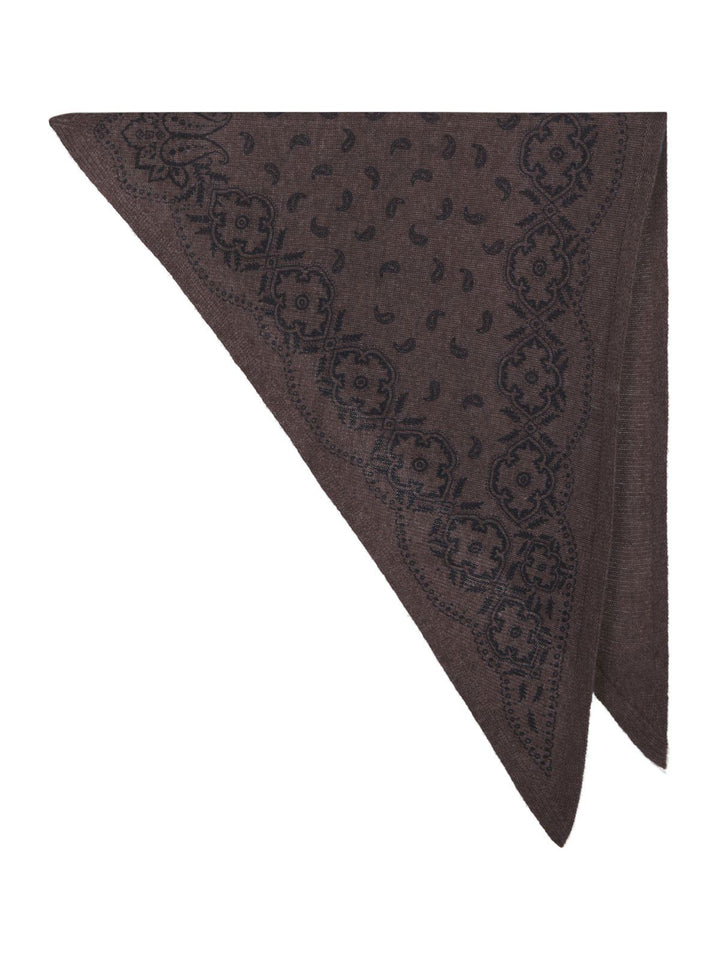 Lolana Paisley Knit Scarf Brown Melange