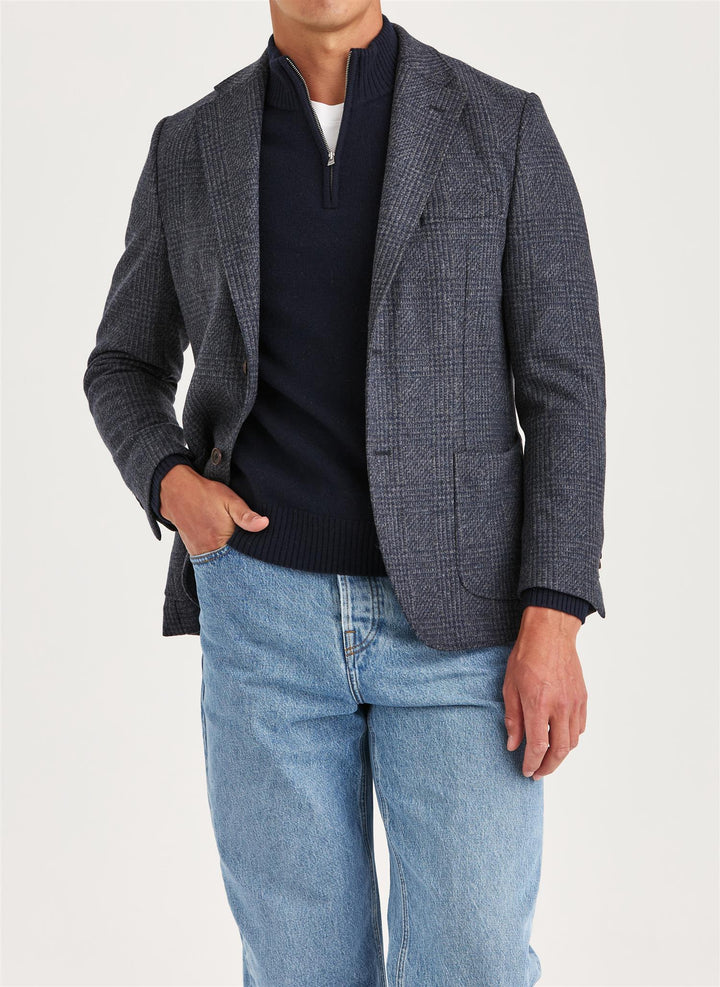 Jersey Wool Casual Jacket  Navy