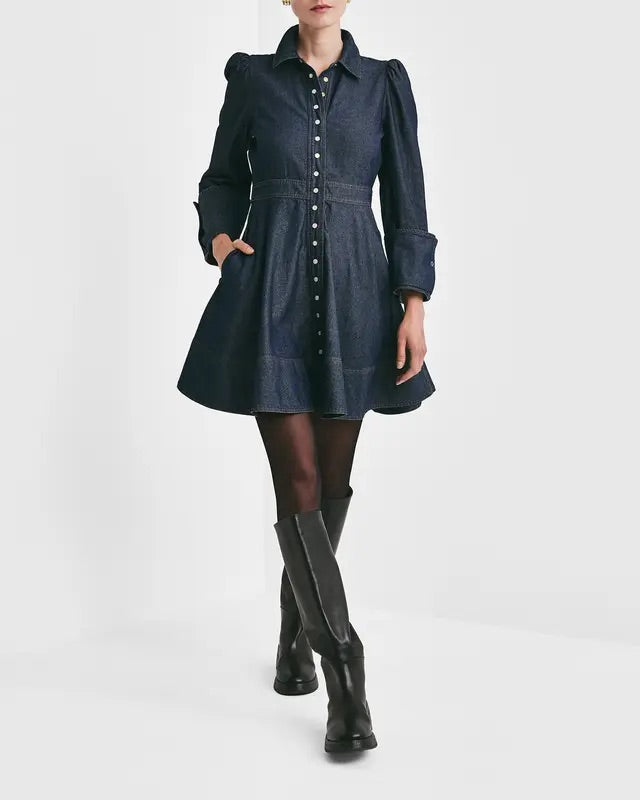 DENIM MINI DRESS  Dark Blue
