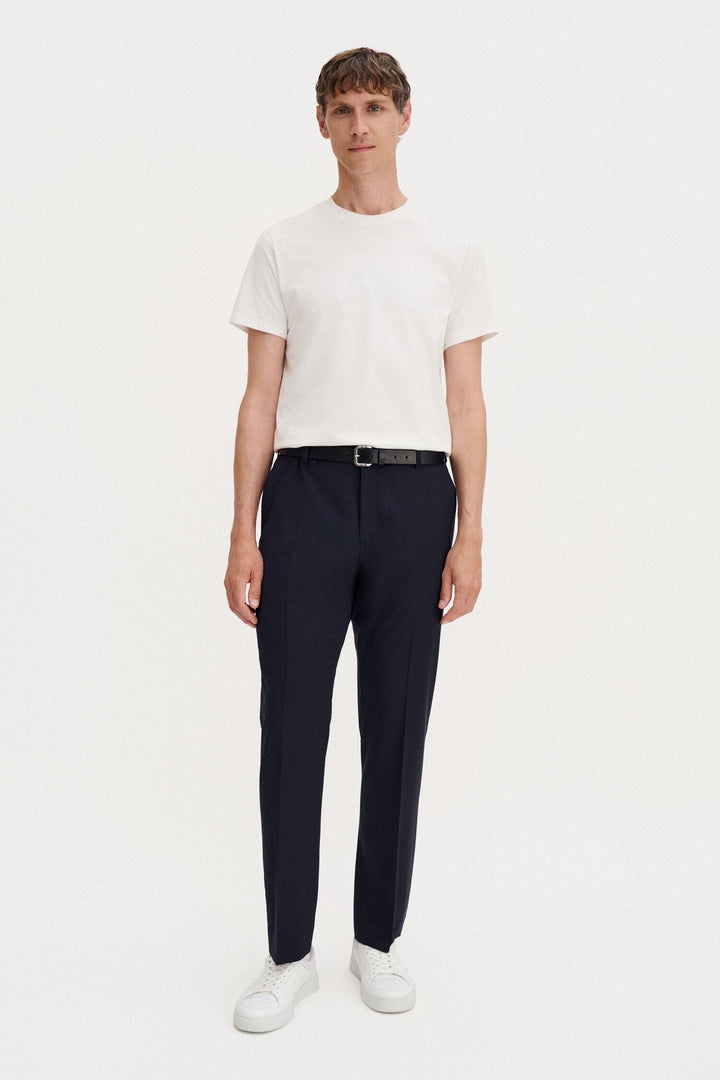 slim tapered wool trousers  Dark Navy
