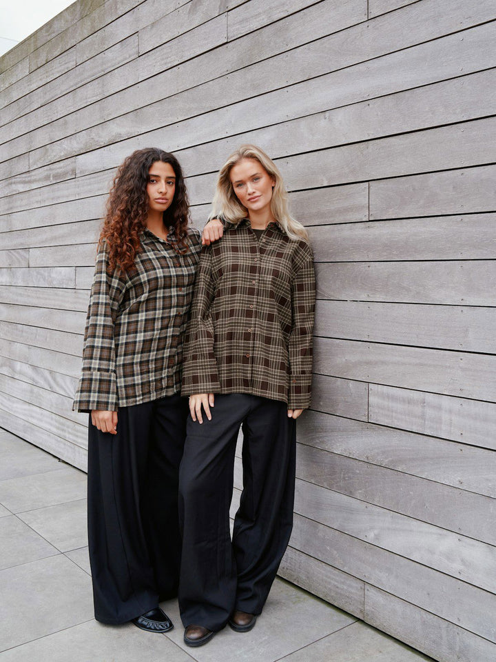 Dita Flannel Check Shirt Dark Taupe