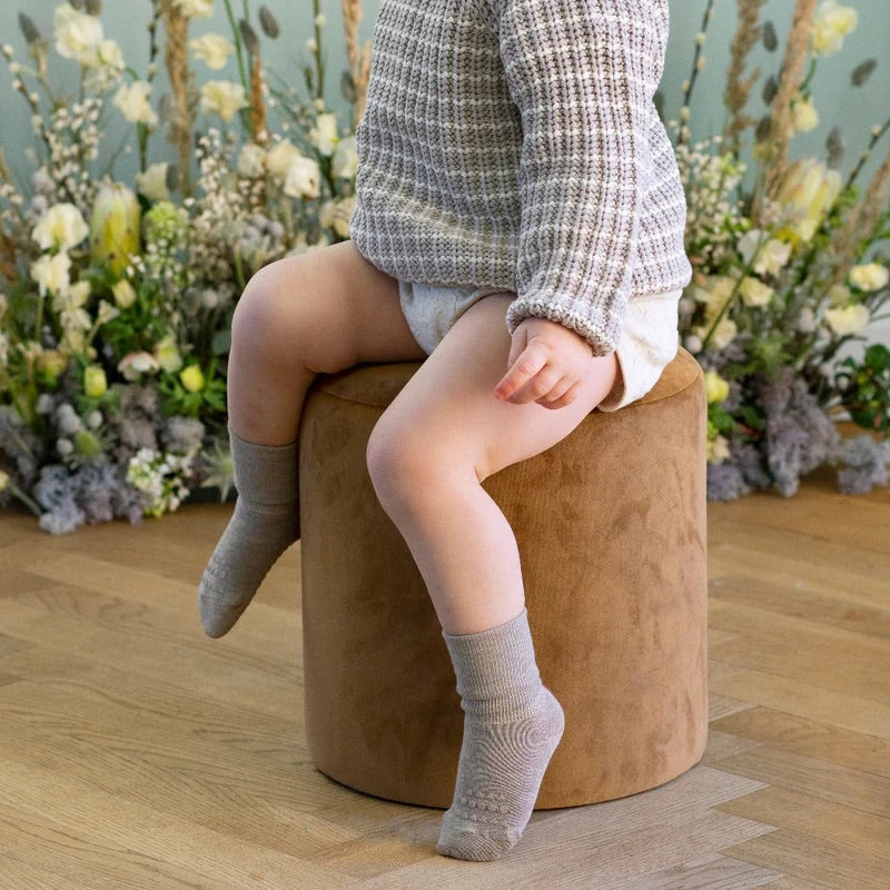 Non-Slip socks in Merino Wool  Sand