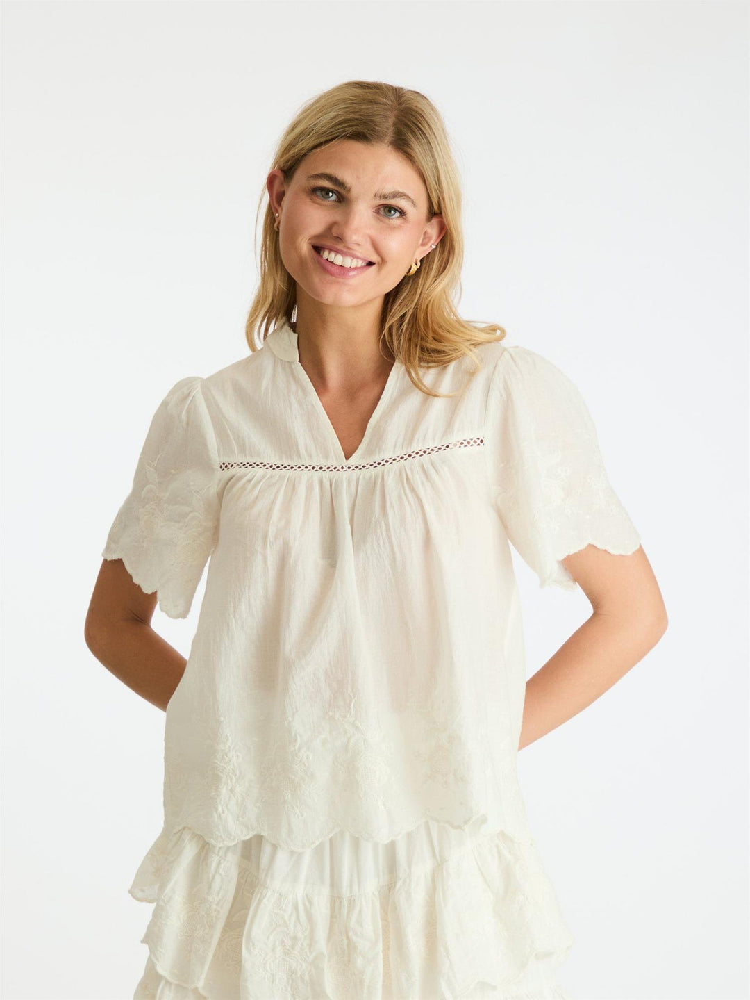 Micheline Emb Blouse  Off White