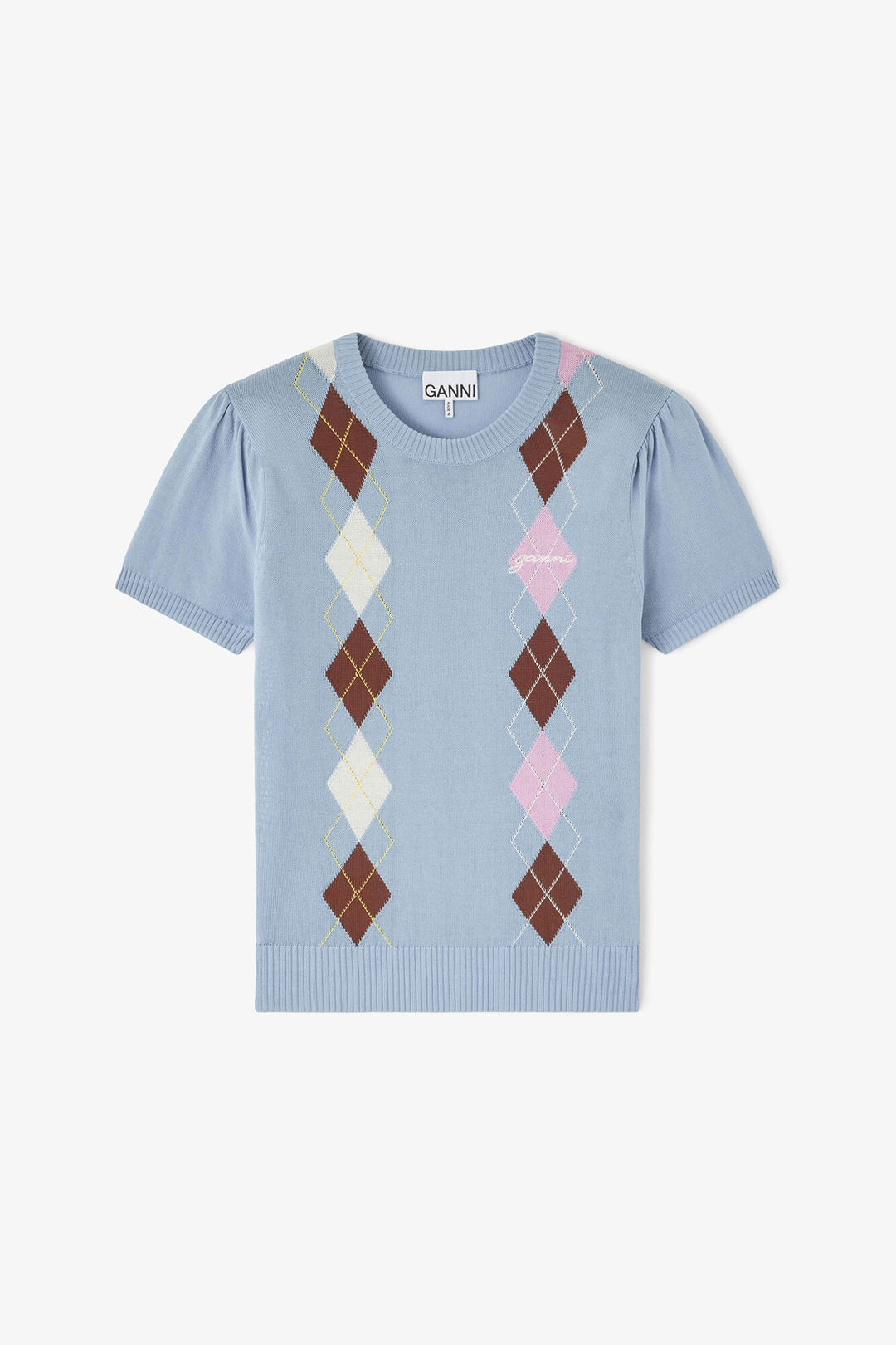 Light Cotton Argyle T-shirt  Soft Chambray